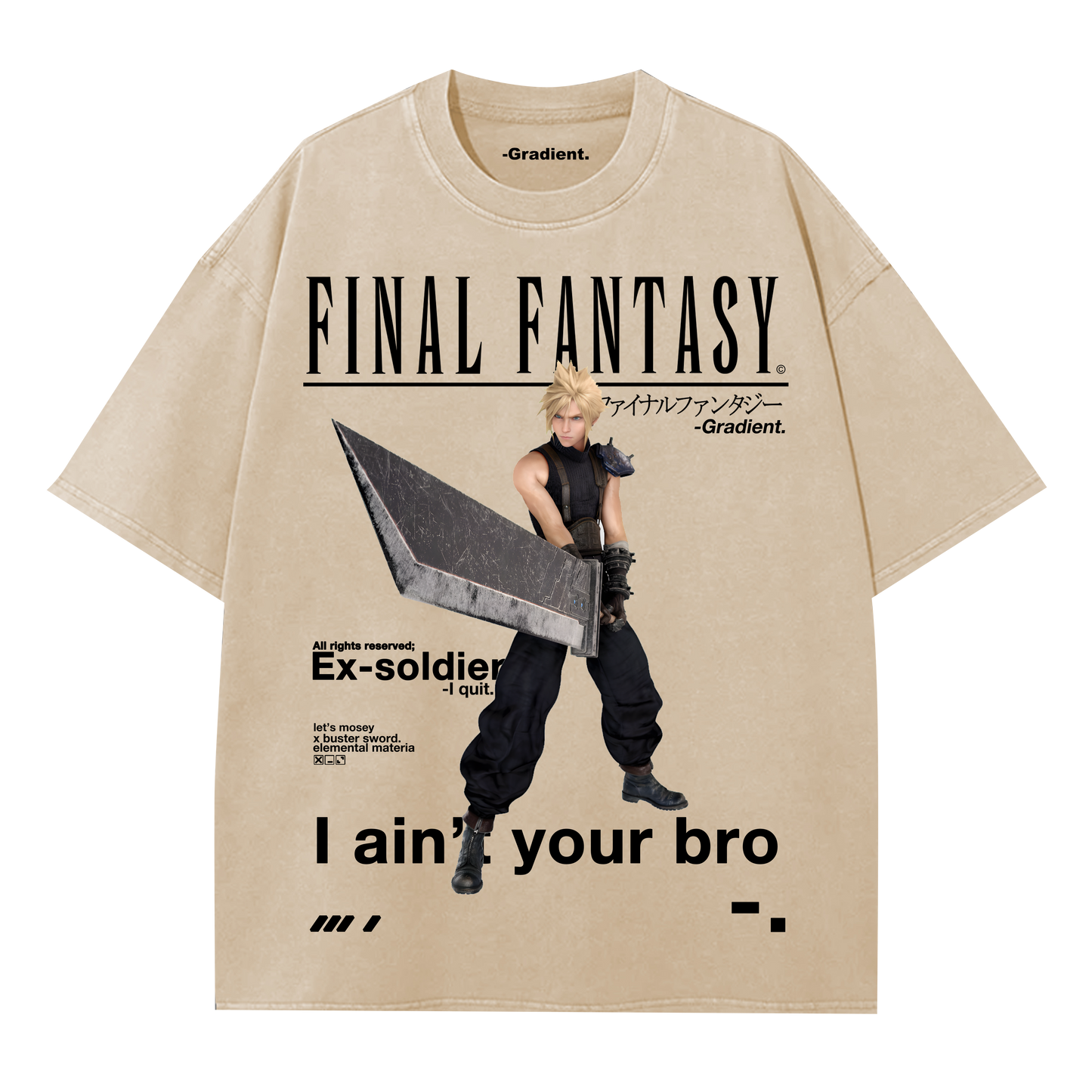 Cloud Strive "Final Fantasy VII" - Oversized T-Shirt - Gradient