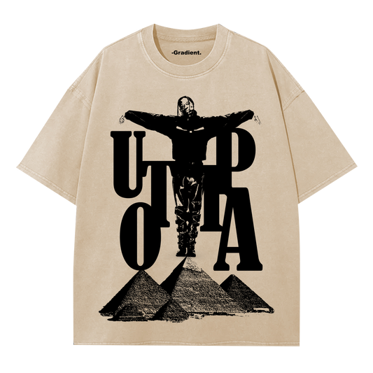 Travis Scott UTOPIA - Beige Oversized T-Shirt - Gradient