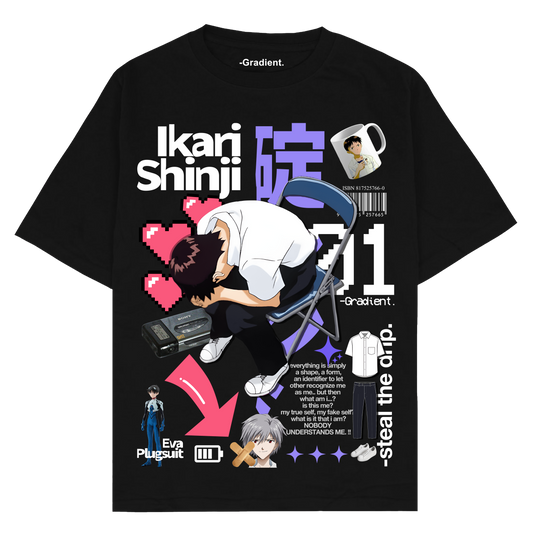 Shinji Ikari " Neon Genesis Evangelion" - Oversized T-Shirt - Gradient