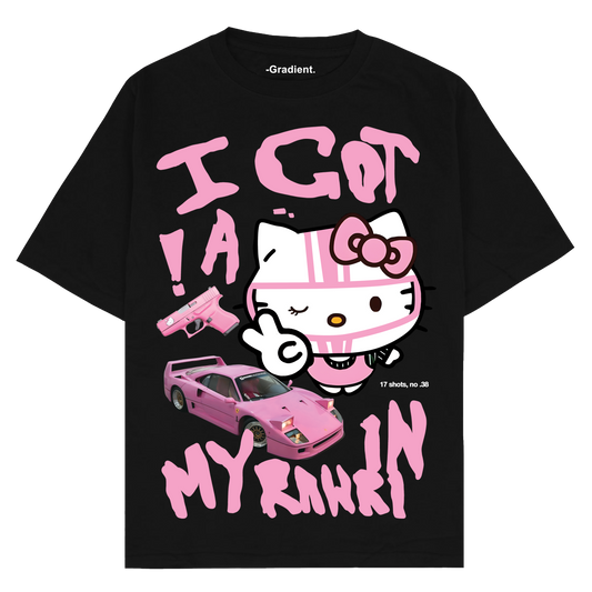 I GOT A GLOCK IN MY RAWRI HELLO KITTY - Oversized T-Shirt - Gradient