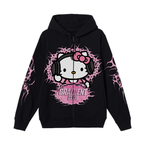 【値下げ不可】cfierce_ kitty hoodie_M Gothic Hello Kitty Princess Hoodie – Edgy Oversized Zip-Up